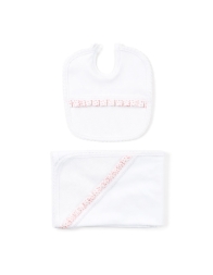 Set neonato con bavaglino ricamabile e copertina multiuso