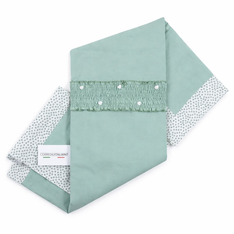 Cotton jersey baby girl blanket Klaiadi sage green embroidered