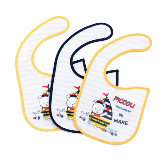 Set of 3 stain-resistant bibs with hook-and-loop closure...