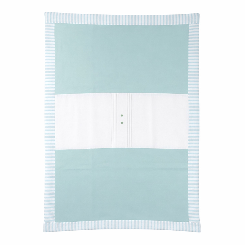 Klaiadi baby cotton and linen blanket with striped border