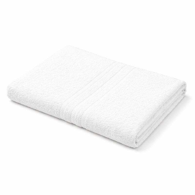 Telo bagno hotel bianco 500 GSM in cotone. Morbido, resistente e assorbente, ideale per hotel, B&B, spa.