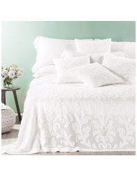 Copriletto matrimoniale Camogli Caleffi in cotone jacquard bianco con motivo floreale