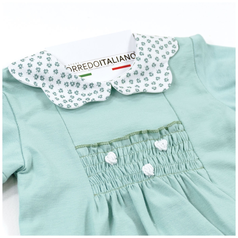 Completino neonata cotone jersey 2 pezzi Klaiadi estivo con colletto fantasia