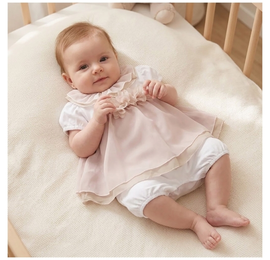 Pagliaccetto neonata in cotone e chiffon - TP254 - Teneri...