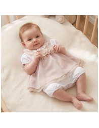 Pagliaccetto neonata in cotone e chiffon - TP254 - Teneri & Belli