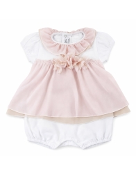 Pagliaccetto neonata in cotone e chiffon - TP254 - Teneri & Belli