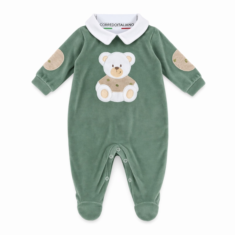 Velour romper with teddy bear by...