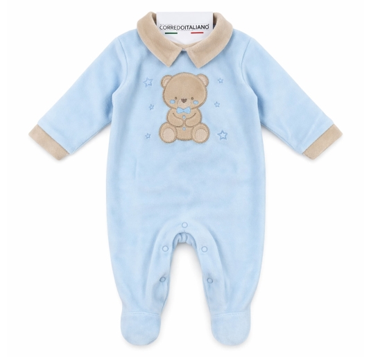 Baby boy bodysuits chenille with teddy bear - LJ3442AZ -...
