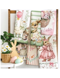 Set of 6 cotton dish towels Easter print Maestri Cotonieri spring kitchen