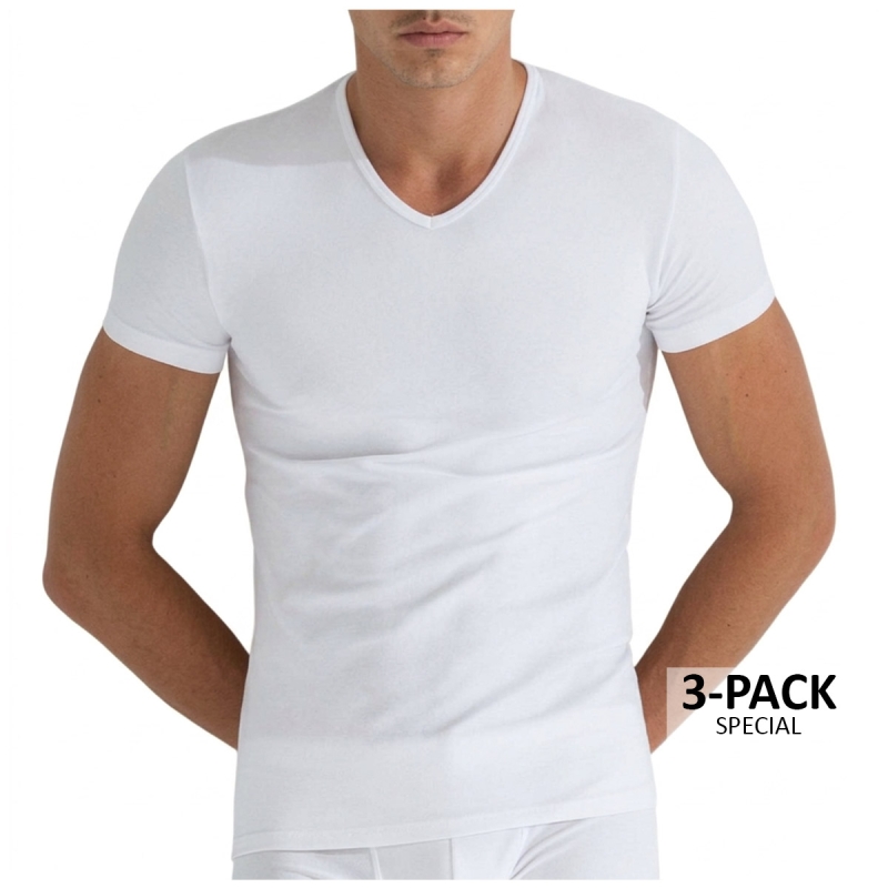 3-pack men's V-neck t-shirts Enrico Coveri Underwear in Filo di Scozia cotton
