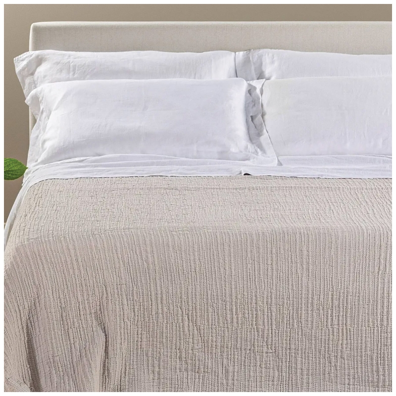 Caleffi Paraggi plain cotton bedspread double bed in natural colour
