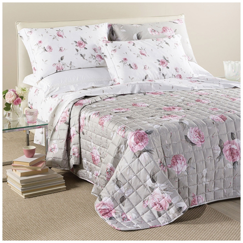 Bella Rosa double quilted cotton sateen bedspread by Caleffi