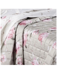 Floral double quilted cotton sateen bedspread Bella Rosa for elegant bedrooms