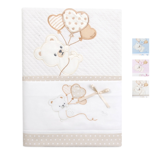 Embroidered crib and pram blanket set Mio Piccolo in cotton