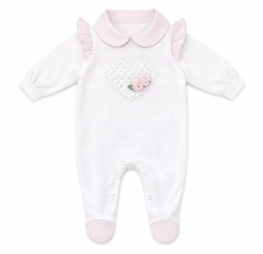Baby girl first outfit layette set in cotton – Chiffon Roses – Teneri & Belli 2