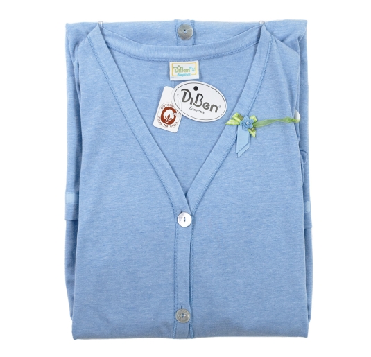 Vestaglia donna cotone abbottonata Rossana DiBen con tasche frontali 2