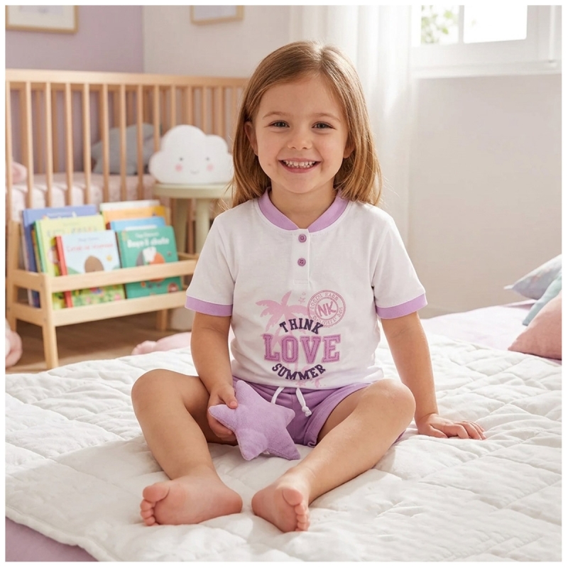 Pigiama bambina corto in cotone FE1128 Kids con stampa estiva
