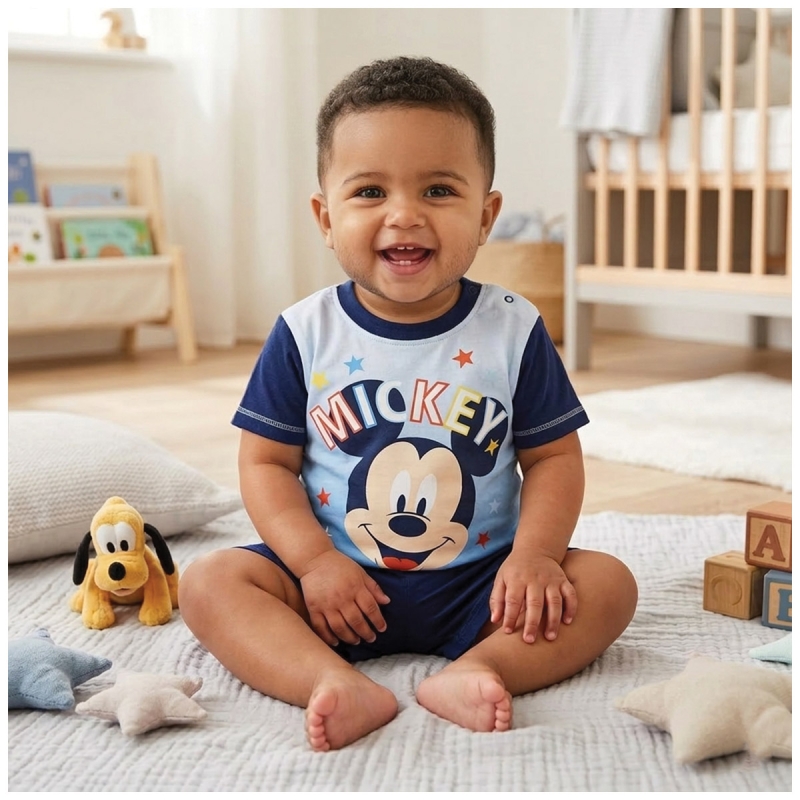 Pigiamino corto bimbo Disney Topolino in cotone estivo