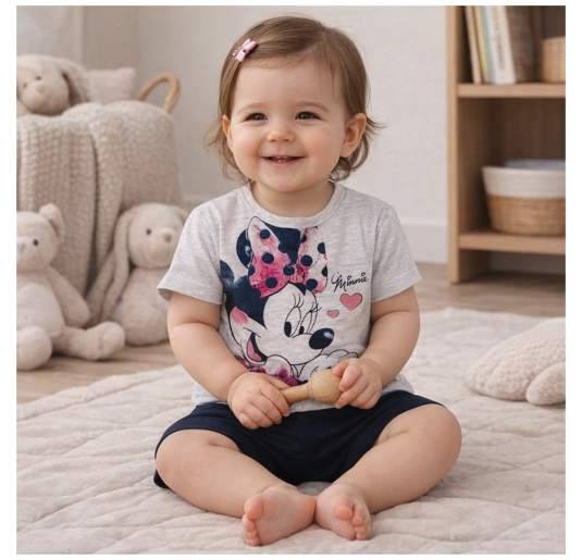 Pigiamino corto bimba Disney Minnie in cotone estivo