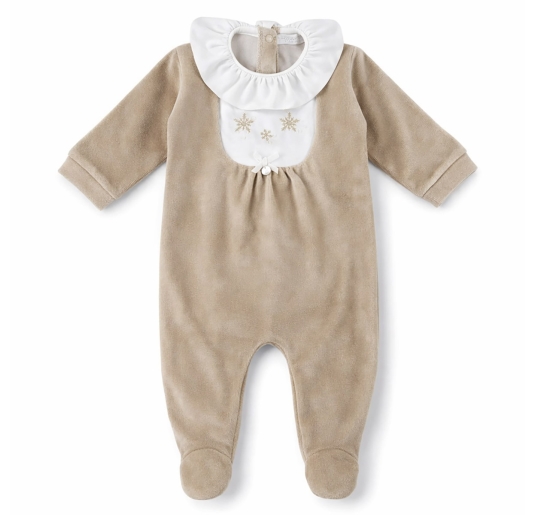 Coccode chenille onesie with batiste collar C58002