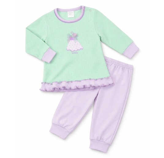 Baby girl warm interlock cotton pajamas Baby Vip polka dot 2