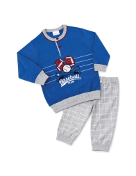 Pigiamino neonato cotone fresco Baseball Team blu e grigio