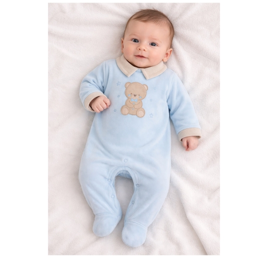 Baby boy bodysuits chenille with teddy bear - LJ3442AZ -... 2