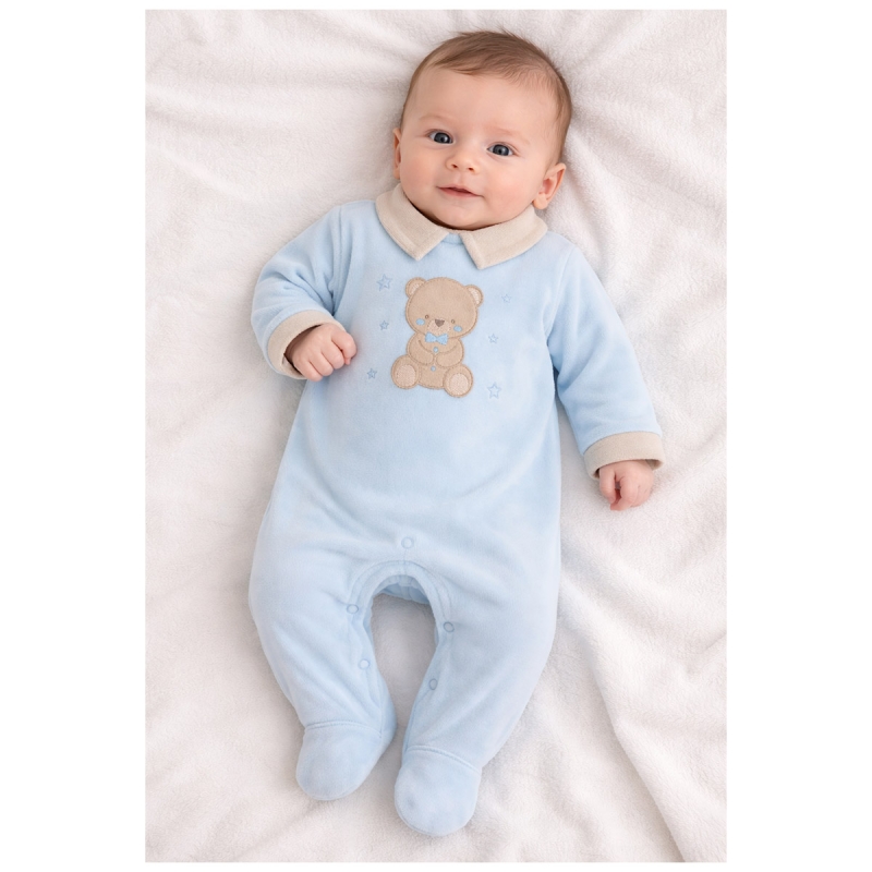 Baby boy bodysuits chenille with teddy bear