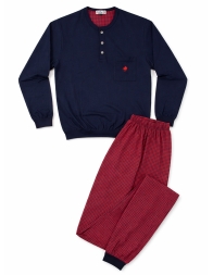 pigiama uomo cotone lungo BipBip blu con maglia serafino