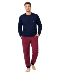 men’s long cotton pajamas BipBip 3135BL with checkered pants