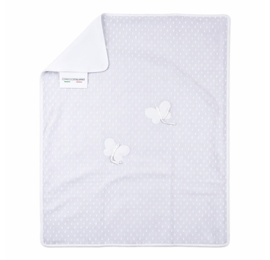 Cotton and lace baby shawl blanket with butterflies