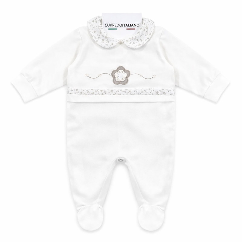 Tutina neonata ricamata in cotone Jersey - 6372PA - Birillini