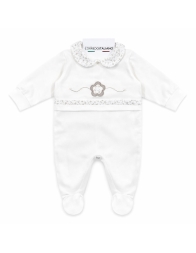 Baby Girl Cotton Jersey Sleepsuit with Floral Embroidery – 6372PA – Birillini