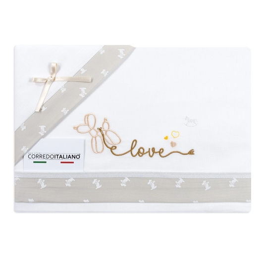 Lenzuolino neonato cotone ricamato Love per next to me