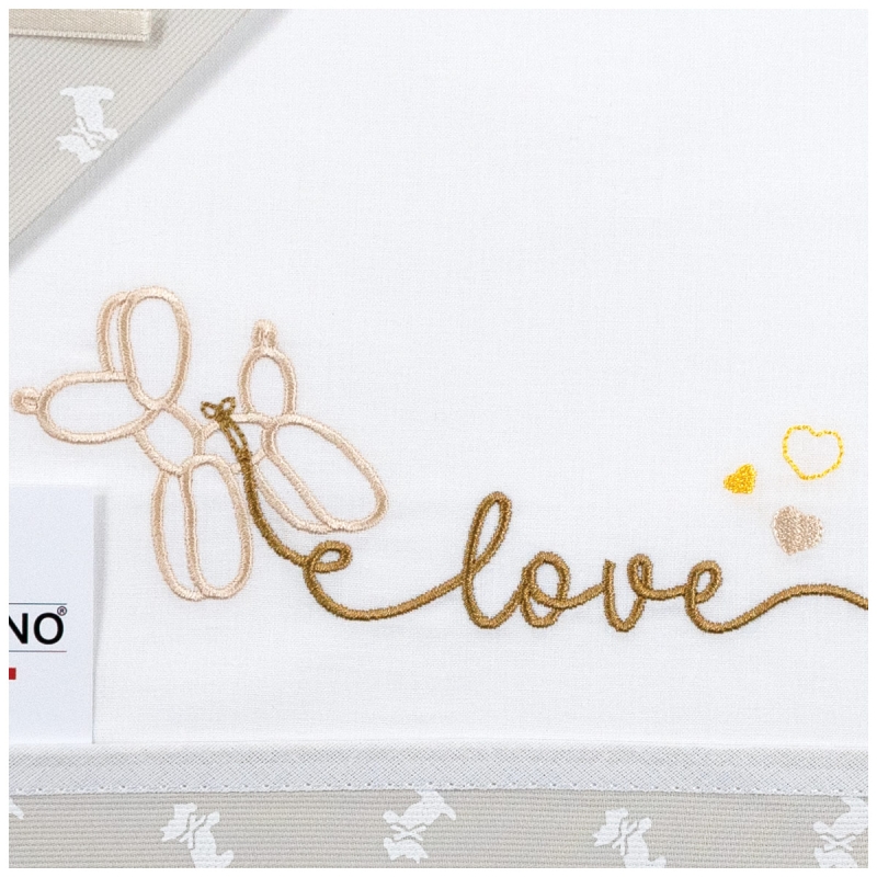Baby sheet with balloon embroidery Love in cotton