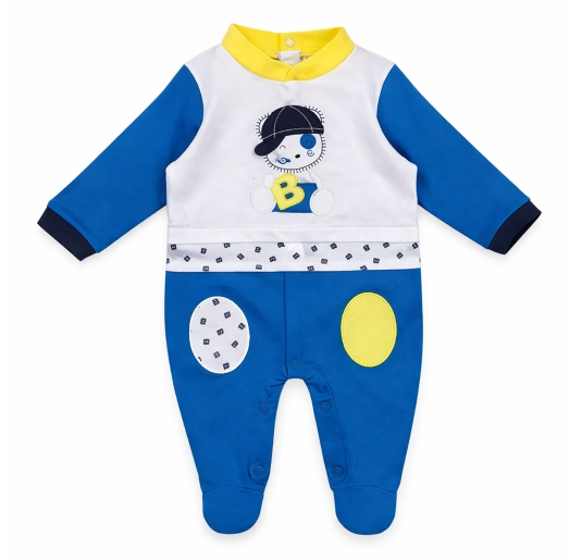 Baby cotton romper with teddy bear embroidery - T1692 -...