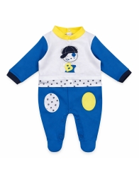 Baby cotton romper with teddy bear embroidery - T1692 - Bidibimbo