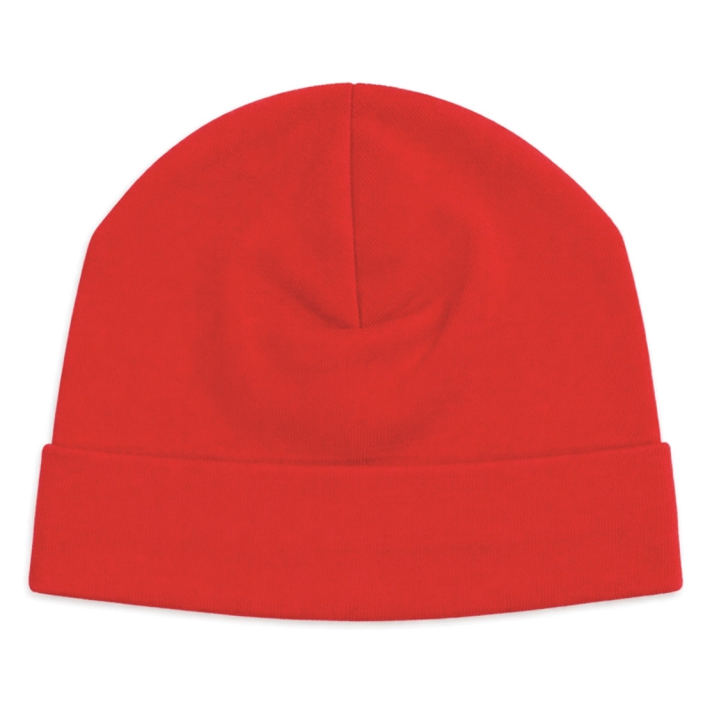 Baby cotton hat with turn-up basic model - Red