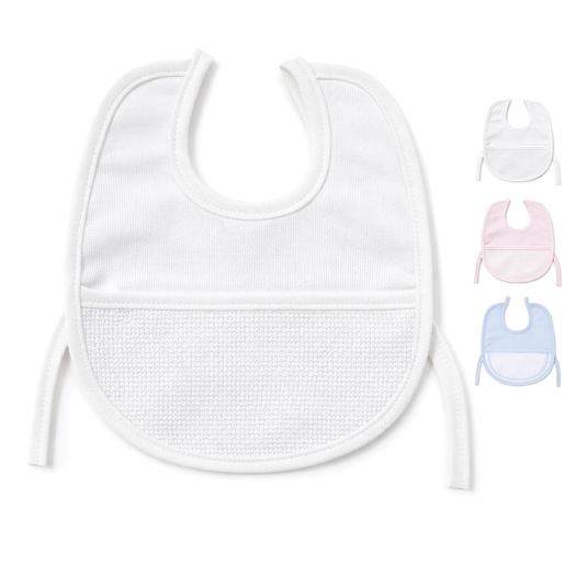 Embroiderable Baby Bib in Piqué Cotton with Aida Cloth – CI830 – Corredo Italiano