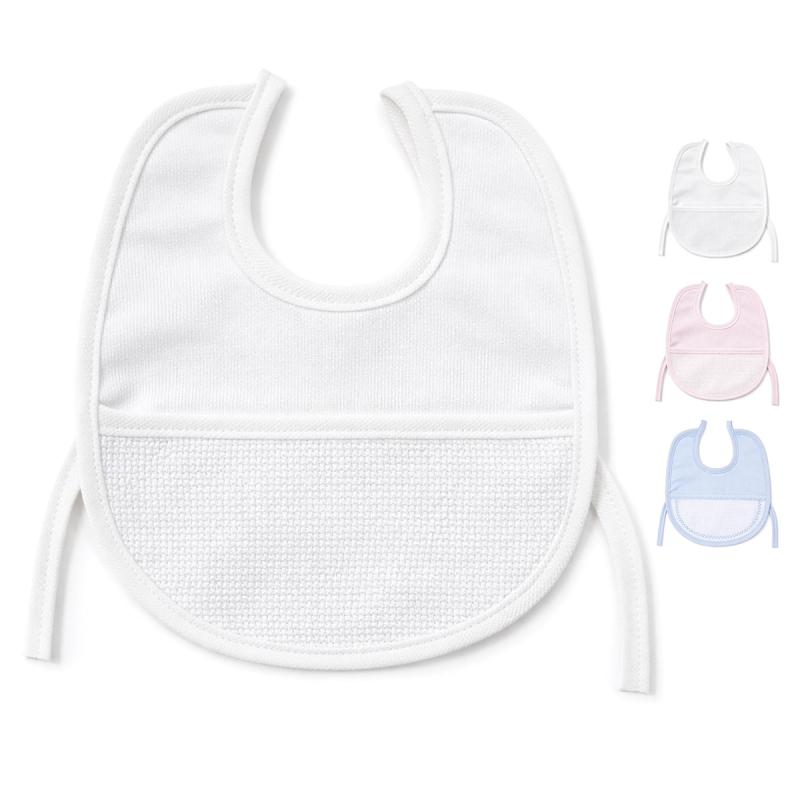 Embroiderable Baby Bib in Piqué Cotton with Aida Cloth – CI830 – Corredo Italiano