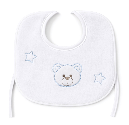 Chenille baby bib embroidered with teddy bear – CI1560 – Corredo Italiano 2