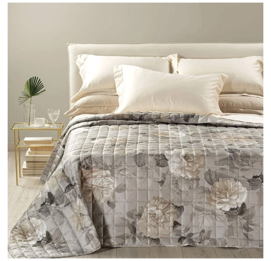 Quilted cotton satin double bed bedspread – Rosa Alba –... 2