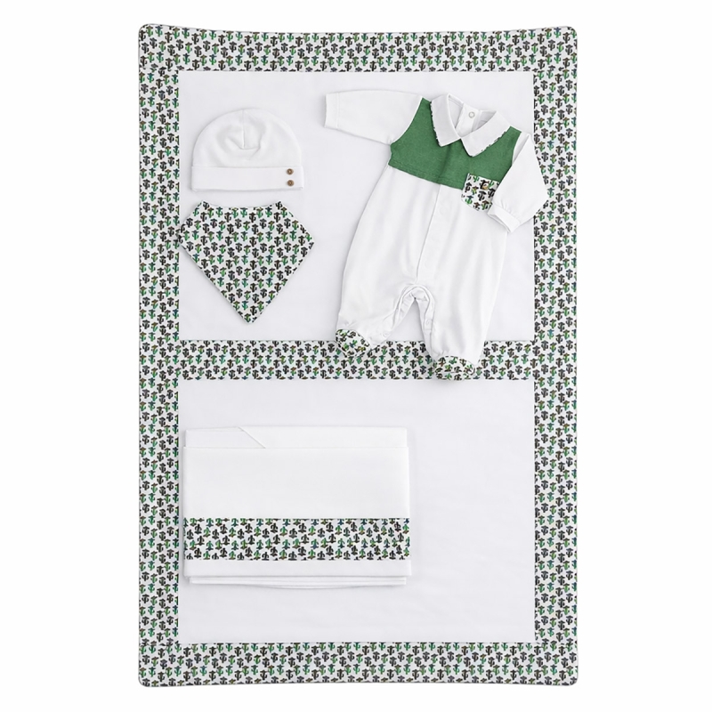 Newborn layette 5 pieces cotton jersey Klaiadi with cactus pattern