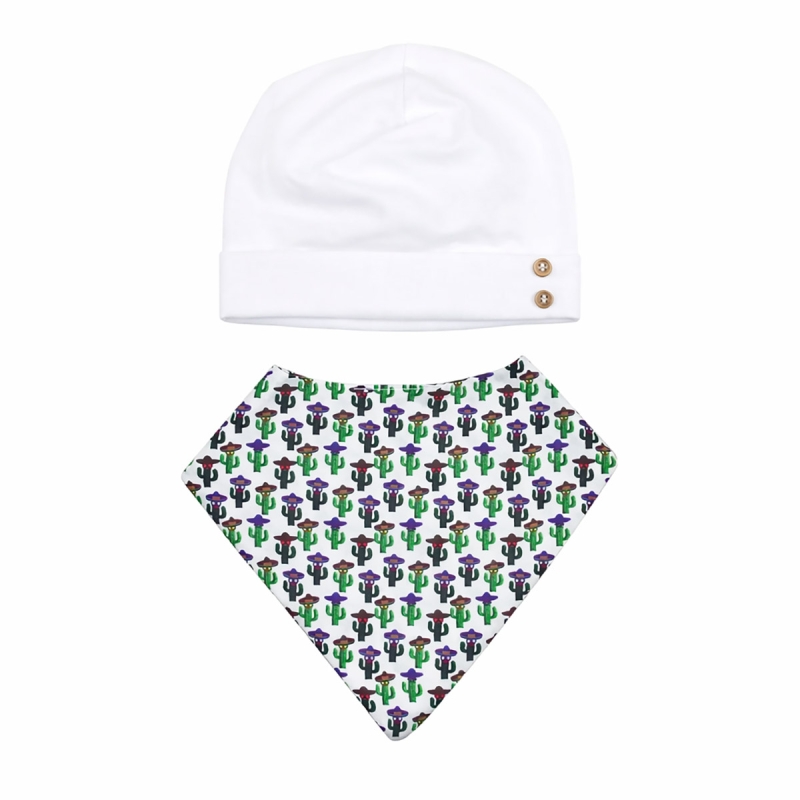 Newborn layette 5 pieces Klaiadi cotton with cactus print on white background
