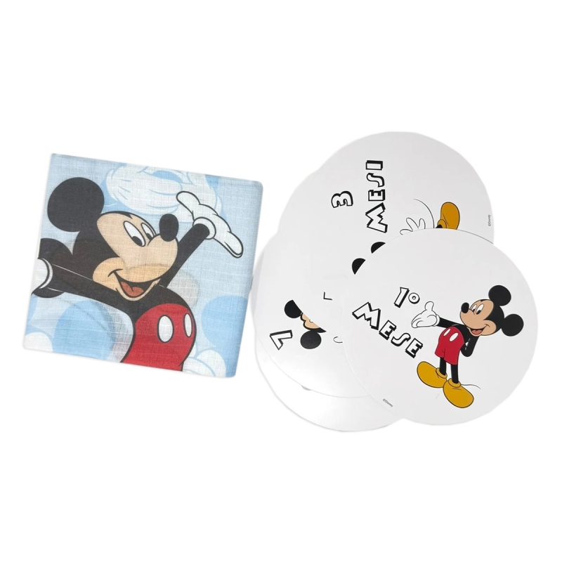 Mickey Mouse muslin milestone blanket for baby monthly photos