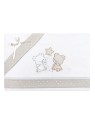 Cradle and Pram Sheets Set - Teddy Bears and Stars LC13283 - Mio Piccolo