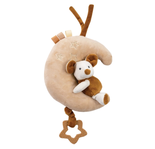 Carillon neonato in ciniglia Topolino sulla luna appeso a lettino per la nanna
