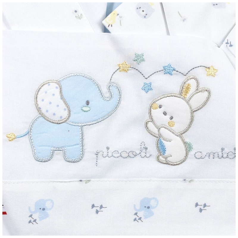 Lenzuola neonato cotone ricamate complete per culla carrozzina