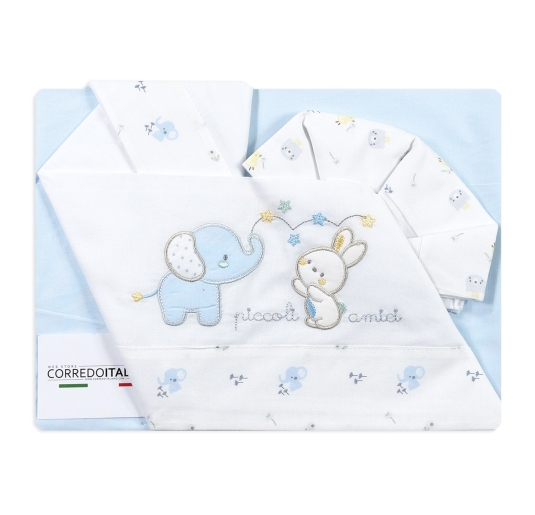 Baby bedding cotton embroidered set with elephant and bunny