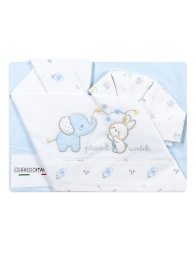 Lenzuola neonato cotone ricamate set con elefantino e coniglietto